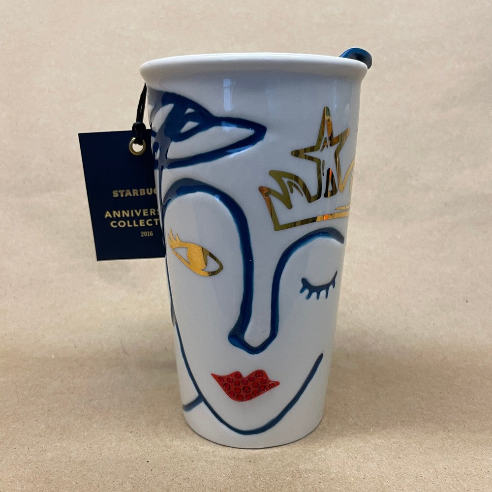 Starbucks Anniversary Swarovski Crystal Lips Ceramic Tumbler Mug-2016